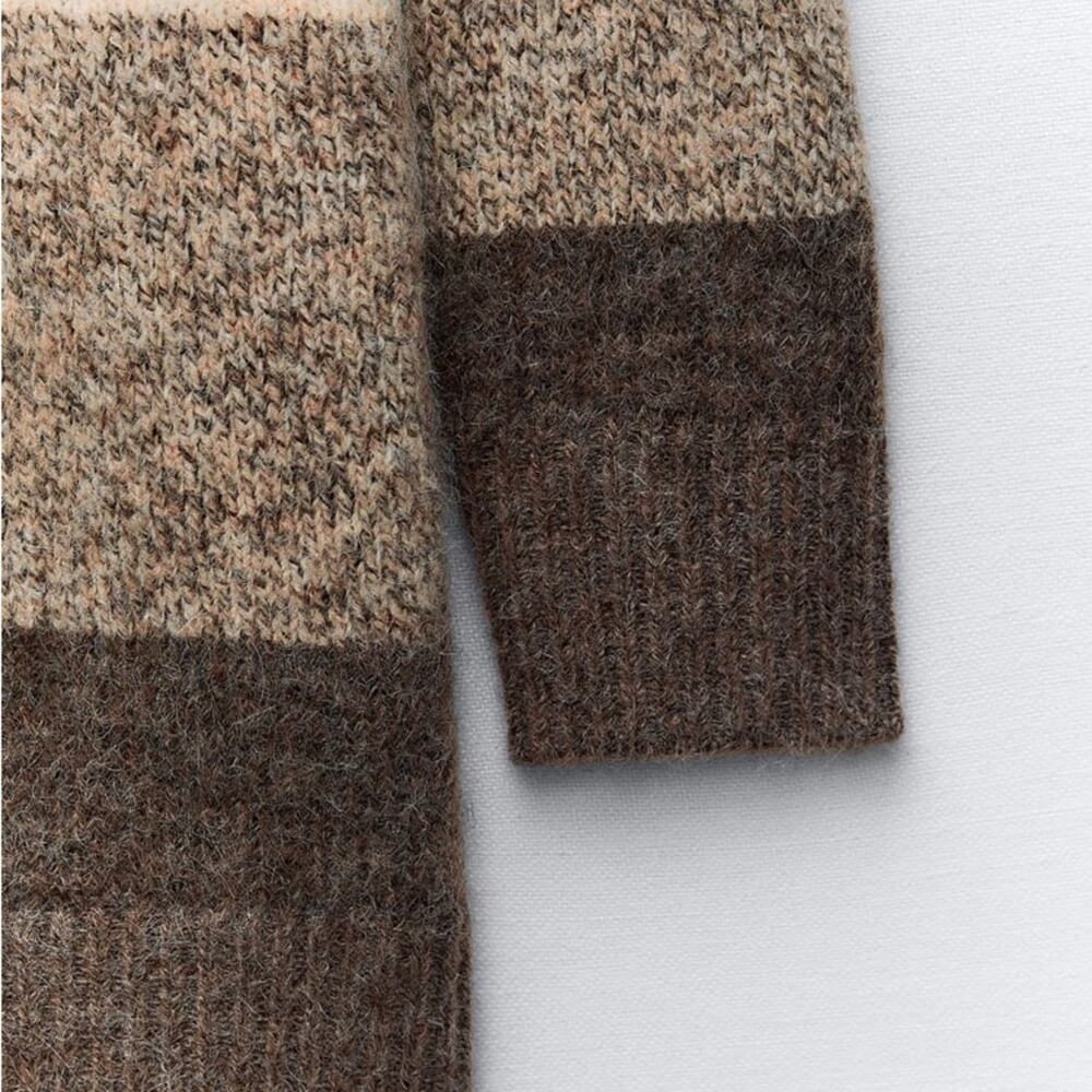 Zara Women's Striped Mini Dress - Cream, Brown, Gray - Picture 10 of 10